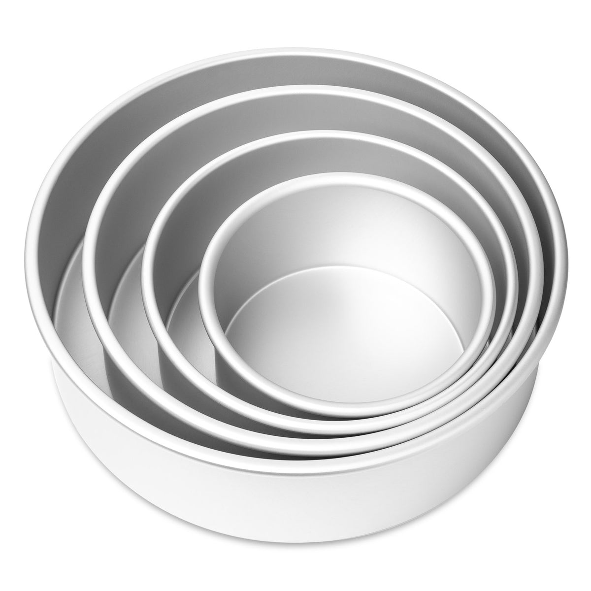 Deep Round Straight Sided Aluminum Cake Pan - Set of 6