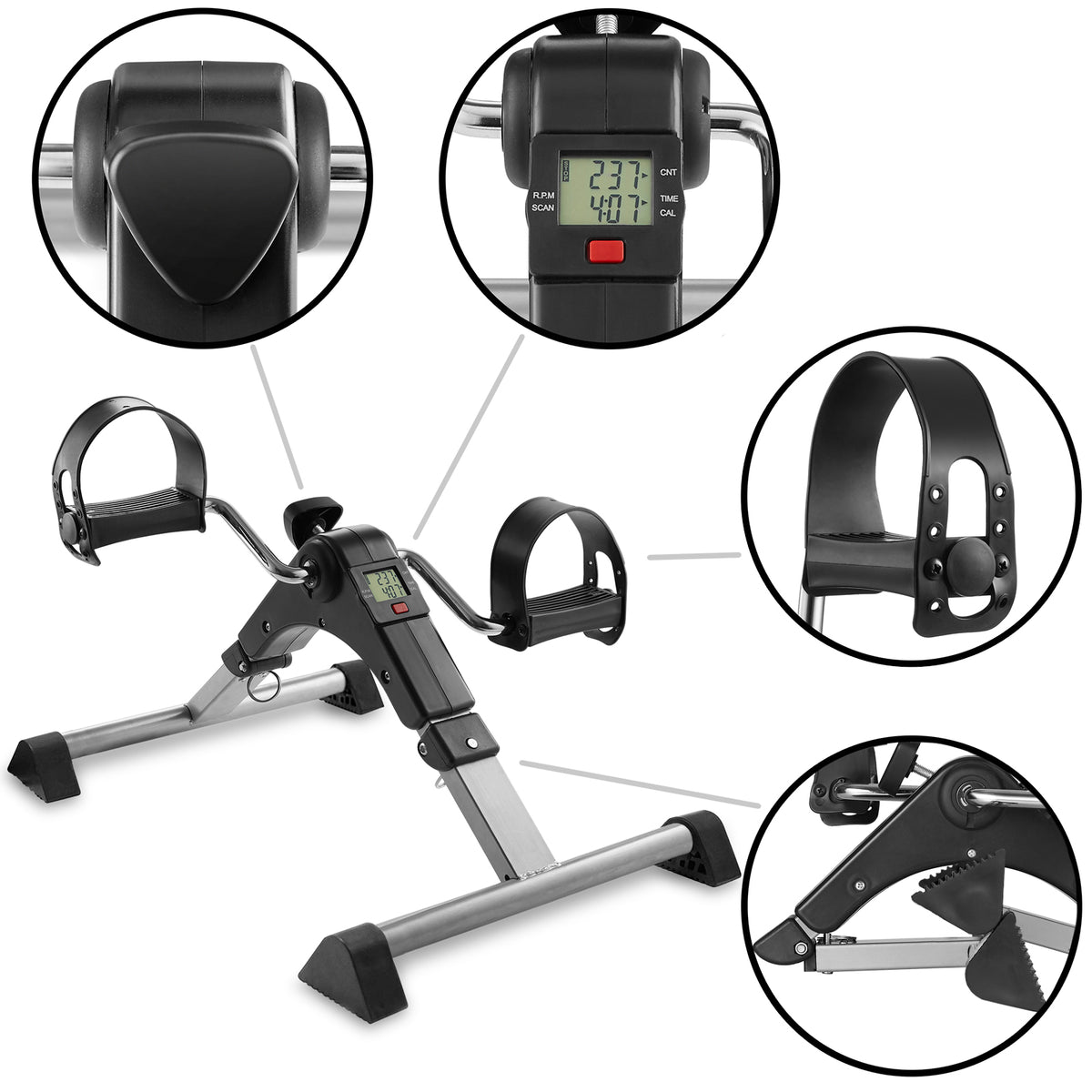 Node Fitness Foldable Under Desk Exercise Bike Pedal Exerciser Mix
