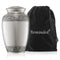 Adult Silver Brass Cremation Memorial Urn with Velvet Bag