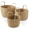 Set of 3 Braided Seagrass Baskets with Jute Handles