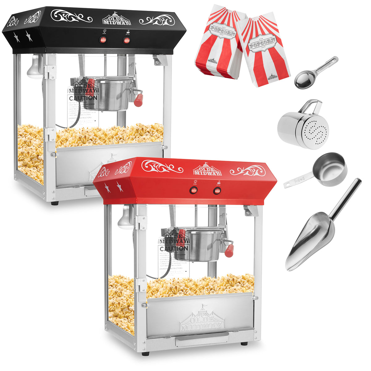 Vintage Popcorn Machine with 10 oz. Kettle, Black - Olde Midway