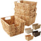 Set of 4 Storage Baskets with Handles, 12" x 9" x 6", Water Hyacinth or Seagrass