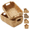 Oval Storage Basket Sets with Wooden Handles, Water Hyacinth or Seagrass