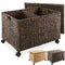 Rolling Storage Basket Cart with Lid and Wheels