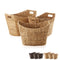 Set of 3 Water Hyacinth Oval Storage Baskets with Handles
