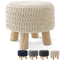 Hand-Knitted Cotton Pouf Ottoman Footrest
