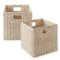 Water Hyacinth Storage Cube Basket Sets, Whitewash Finish