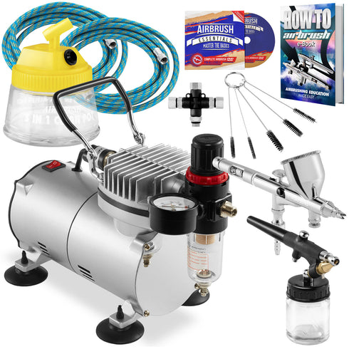 Pro Multi-Purpose Piston Airbrush Compressor Kit with 2 Airbrushes – Mix  Wholesale