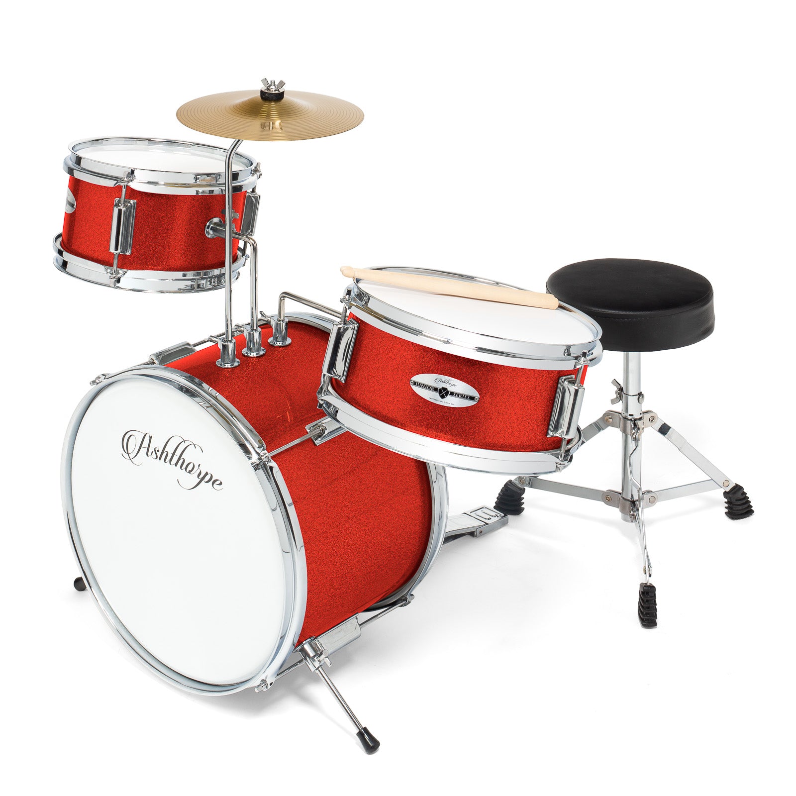3-Piece Beginner Drum Set with Brass Cymbals – Mix Wholesale