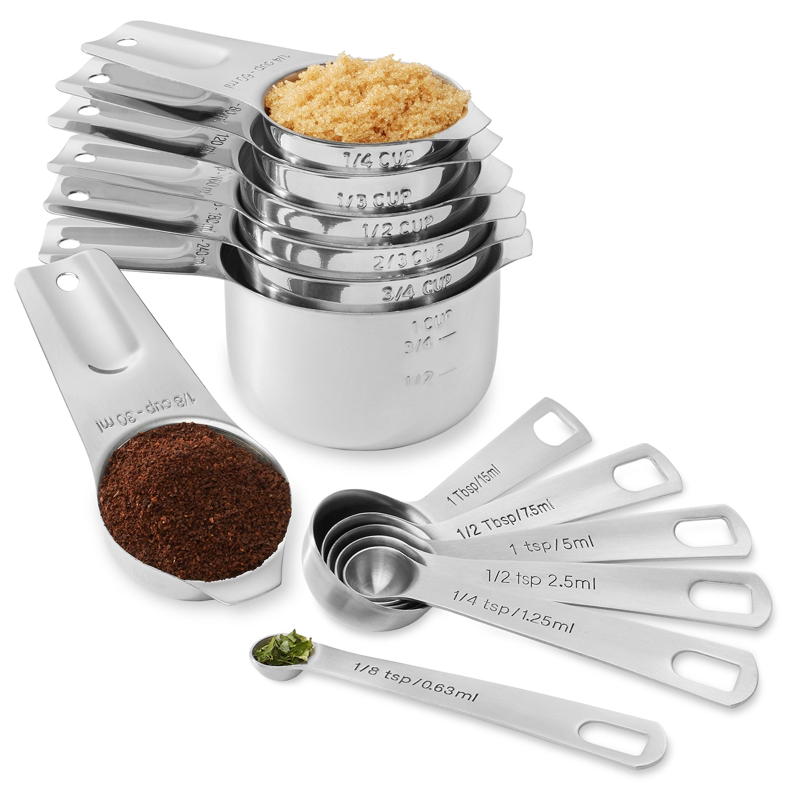 18/8 Stainless Steel Measuring Spoons, Each Set Of 6 Kitchen Measuring  Spoons: 1/8 Tsp, 1/4 Tsp, 1/2 Tsp, 1 Tsp, 1/2 Tsp Tablespoons And 1  Tablespoon