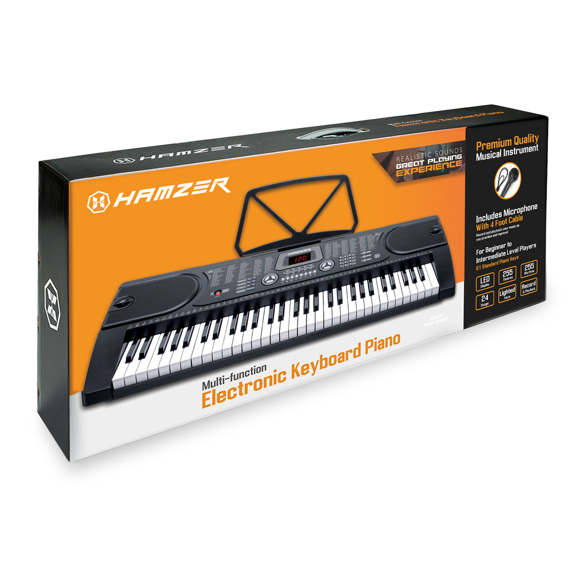 Computer Hamberger Key Electronic Keyboard w/ Lighted Keys, Microphone, Sticker Set - Hamzer ...