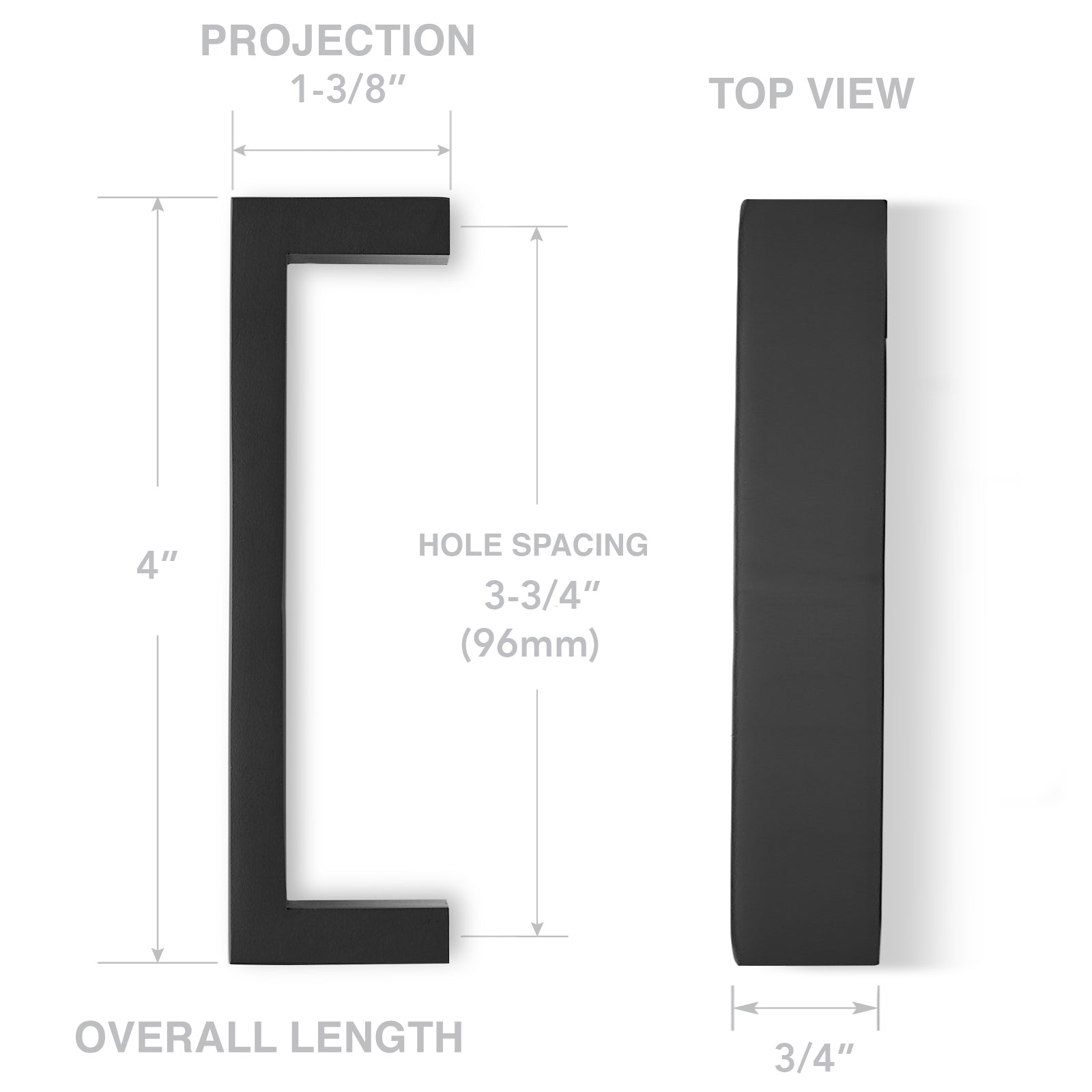 HWARE-PULL-SQ4-96-BLK