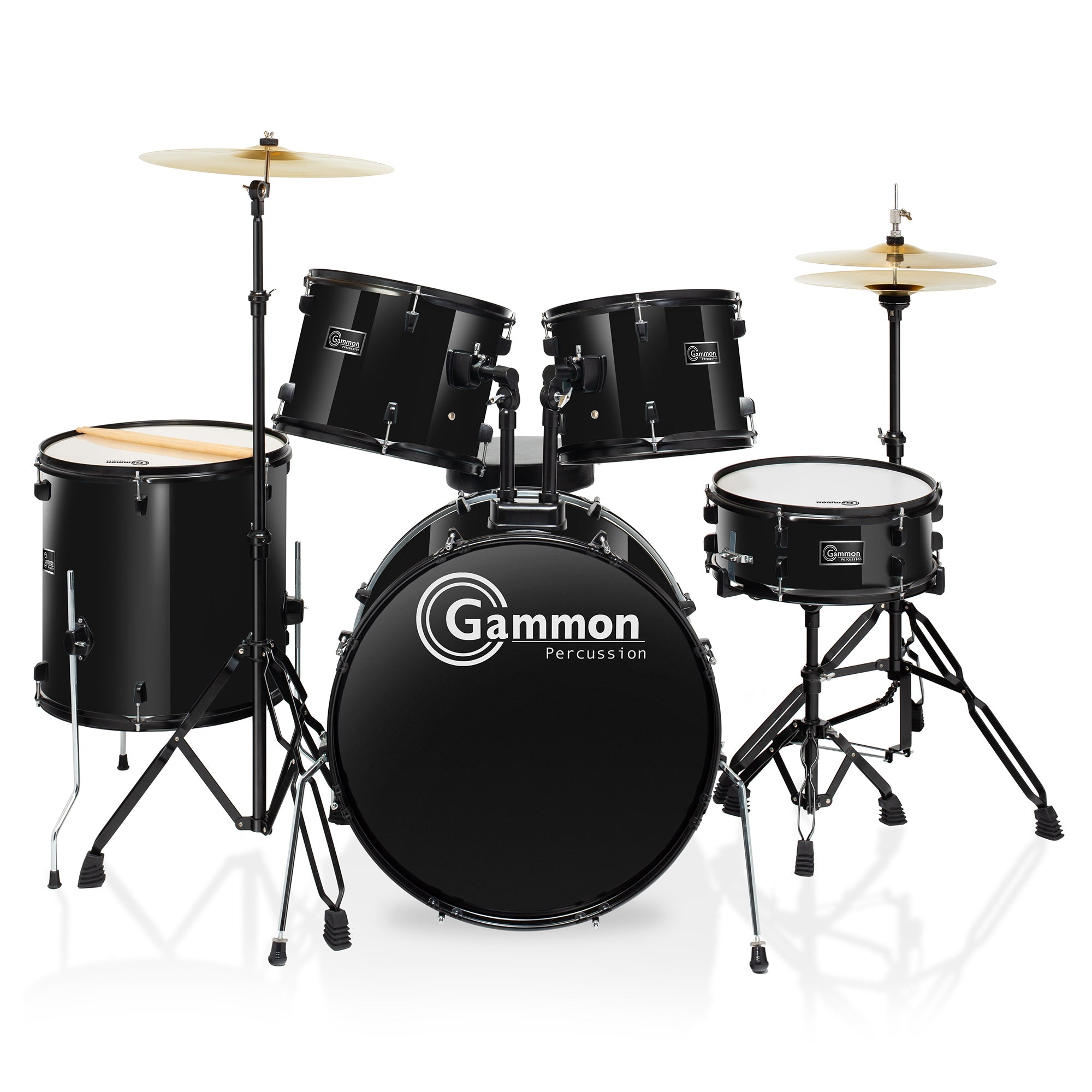 OPEN BOX 5-Piece Beginner Full Size Adult Drum Set Black – Mix