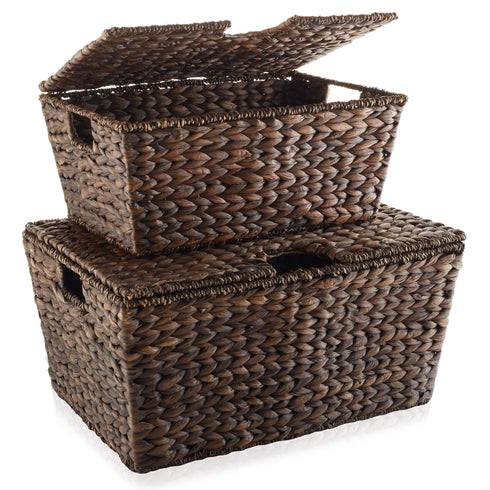 Casafield 12 X 12 Water Hyacinth Storage Baskets, Natural - Set