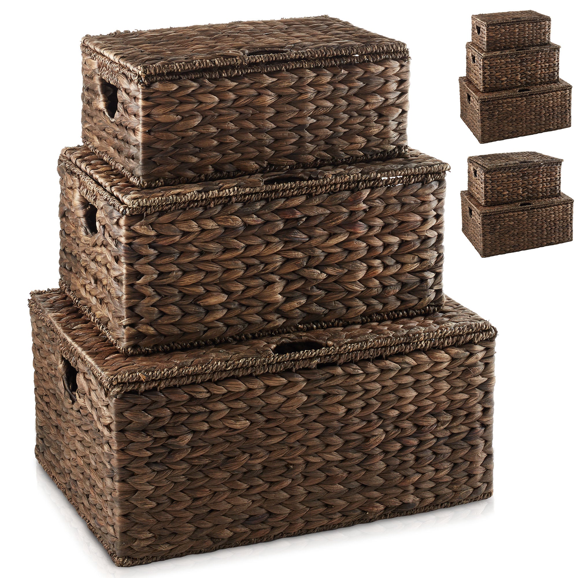 Casafield Set of 12 Collapsible Fabric Storage Cube Bins, Brown - 11 Foldable Cloth Baskets for Shelves and Cubby Organizers