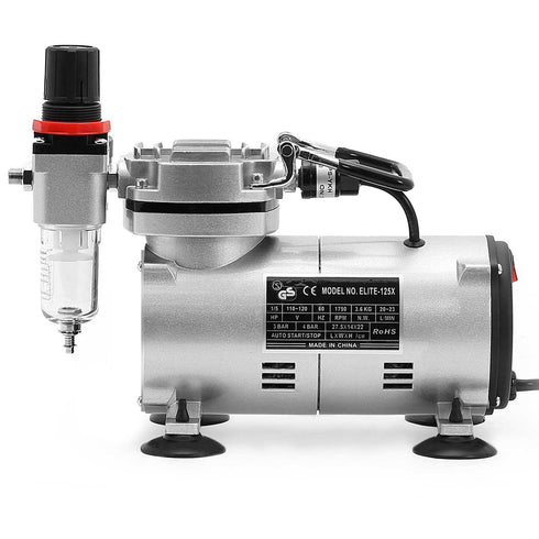 PointZero Mini Airbrush Air Compressor w/ Holder and 6 Ft. Hose - Portable  Pump
