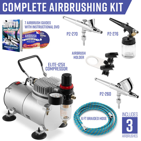 Dual Action Airbrush Kit with 3 Airbrushes